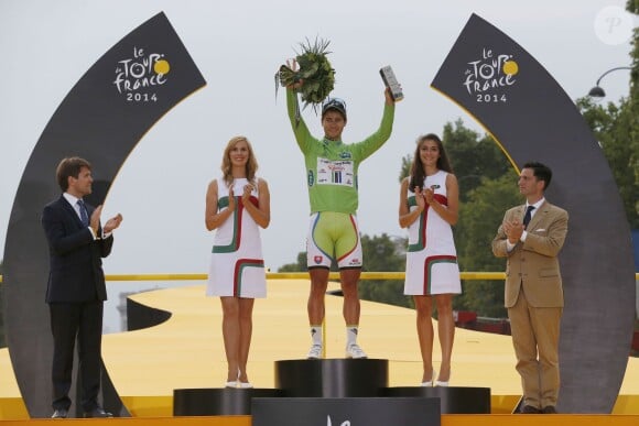 Peter Sagan a remporté le maillot vert du Tour de France 2014, le 27 juillet 2014 sur les Champs-Elysées à Paris.