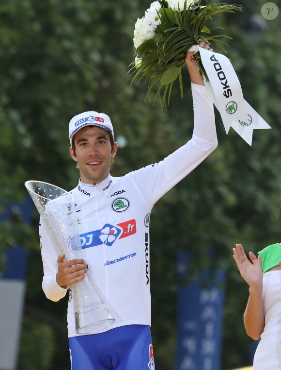 Thibaut Pinot, 3e du général et meilleur jeune, à l'arrivée du Tour de France à Paris le 27 juillet 2014