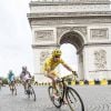 Vincenzo Nibali est arrivé en jaune sur les Champs-Elysées et a pu savourer son triomphe dans le Tour de France 2014, le 27 juillet 2014 à Paris.