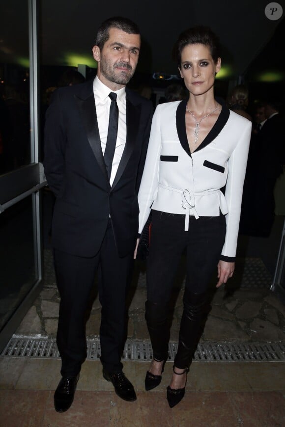 Helene Fillières et son époux Matthieu Tarot - Dîner de la mode pour le Sidaction au Pavillon d'Armenonville à Paris, le 23 janvier 2014.