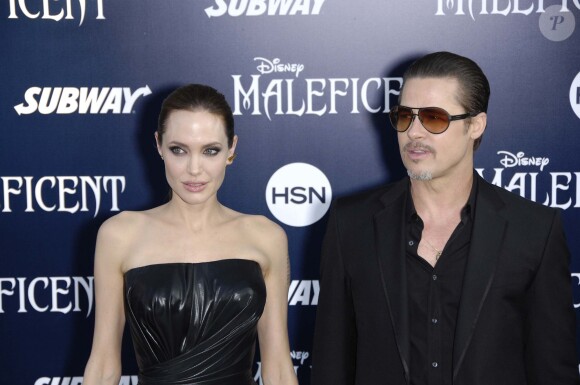 Angelina Jolie et Brad Pitt - Première du film Maleficent à Los Angeles, le 29 mai 2014.