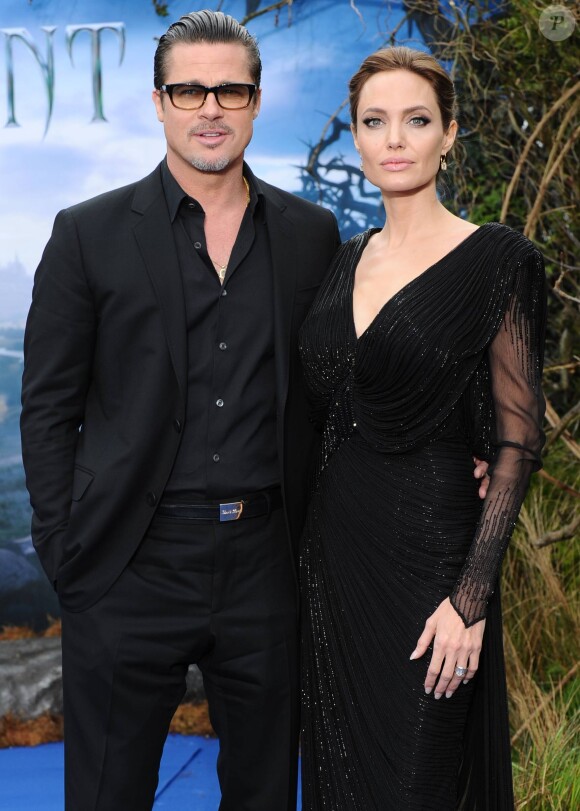 Angelina Jolie et Brad Pitt à Londres le 8 mai 2014.