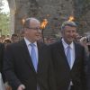 Le prince Albert II de Monaco et Philippe de Villiers au Puy du Fou le 25 juillet 2014