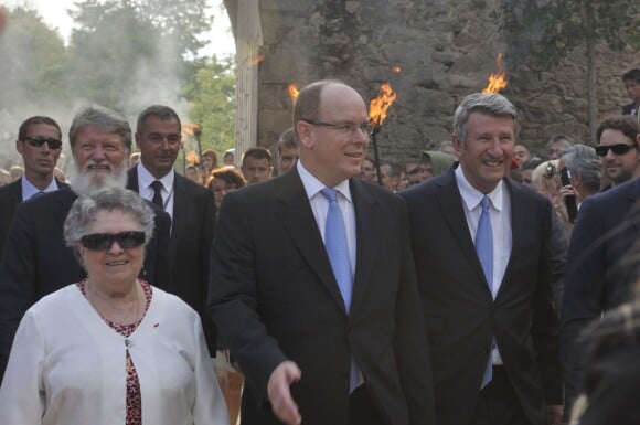Le prince Albert II de Monaco et Philippe de Villiers au Puy du Fou le 25 juillet 2014