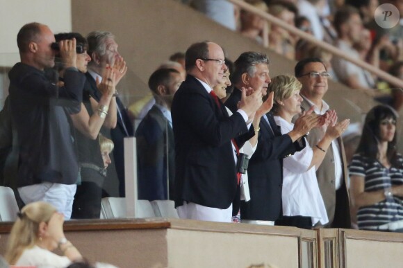 Le prince Albert II de Monaco lors du meeting Herculis au Stade Louis II, à Monaco le 18 juillet 2014.
