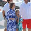 La reine Sofia d'Espagne avec sa petite-fille Irene Urdangarin au club nautique Cala Vela le 28 juillet 2014 à Palma de Majorque.
