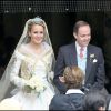Le prince Jean d'Orléans et la princesse Philomena lors de leur mariage le 2 mai 2009 à la cathédrale de Senlis.