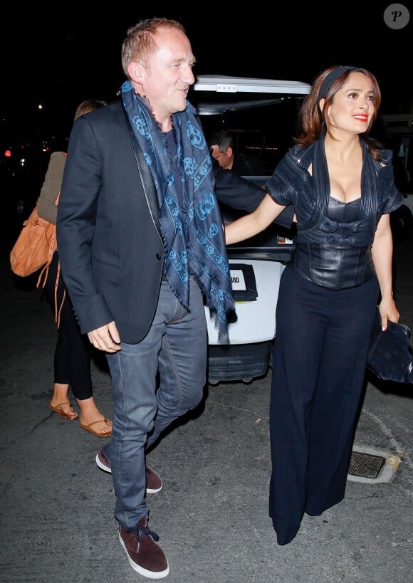 Salma Hayek et son mari Francois-Henri Pinault arrivent au concert de Beyoncé et Jay-Z au Rose Bowl de Pasadena, le 2 août 2014.