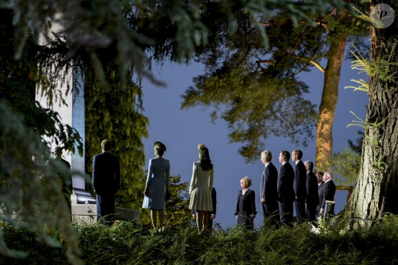 King Philippe of Belgium, Queen Mathilde, Prince William of Wales, Duchess Kate, Prince Harry of Wales, English Prime Minister David Cameron, German Federal President Joachim Gauck and Belgian Prime Minister Elio di Rupo attend Ceremony in the St-Symphorien Cemetery near Mons, Belgium on August 4, 2014. There were buried the first and the last British soldiers killed on Belgian territory. Photo by Reporters/ABACAPRESS.COM05/08/2014 - Mons