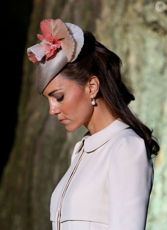 The Duchess of Cambridge during a Ceremony at the St. Symphorien, Mons, commemorating the 100th anniversary of the start of the First World War. ... World War I centenary - Belgium ... 04-08-2014 ... Mons ... Belgium ... Photo credit should read: Gareth Fuller/PA Wire. ... Picture date: Monday August 4, 2014. See PA story HISTORY Centenary. Photo credit should read: Gareth Fuller/PA Wire05/08/2014 - Mons