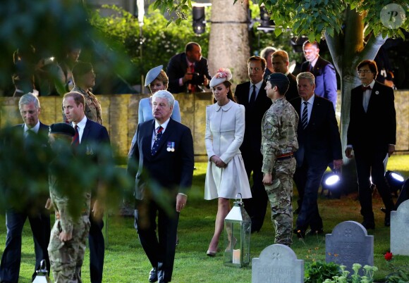 The Duchess of Cambridge (centre)during a Ceremony at the St. Symphorien, Mons, commemorating the 100th anniversary of the start of the First World War. ... World War I centenary - Belgium ... 04-08-2014 ... Mons ... Belgium ... Photo credit should read: Gareth Fuller/PA Wire. ... Picture date: Monday August 4, 2014. See PA story HISTORY Centenary. Photo credit should read: Gareth Fuller/PA Wire05/08/2014 - Mons