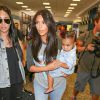 Kim Kardashian et North West arrivent à l'aéroport Bob Hope de Burbank, le 7 août 2014.