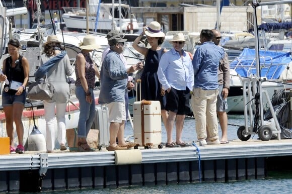 Exclusif - Gérard Jugnot, Mélanie Doutey et Daniel Auteuil - Tournage du film "Entre amis" sur le Vieux Port de Marseille, le 22 juillet 2014.