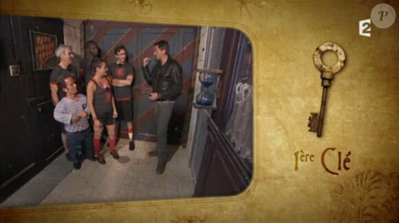 Priscilla fait face à l'épreuve des cylindres dans Fort Boyard, le samedi 9 août 2014.