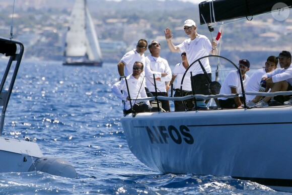 Le roi Felipe VI a barré le voilier Aifos le 9 août 2014 lors de la dernière journée de la 33e Copa del Rey, à Palma de Majorque, prenant la 4e place.