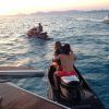 Exclusif - Petit tour de jet-ski pour Orlando Bloom et la jolie Suédoise Lykke Glommen, en vacances à Ibiza. Le 6 août 2014.