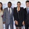 Stéphanie de Monaco, son fils Louis Ducruet avec Pelé et sa fiancée Marcia Cibele Aoki à Monaco le 17 Avril 2012.