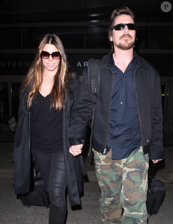 Christian Bale et sa femme Sandra "Sibi" Blazic arrivent à Los Angeles en provenance de Londres, le 17 février 2014.
