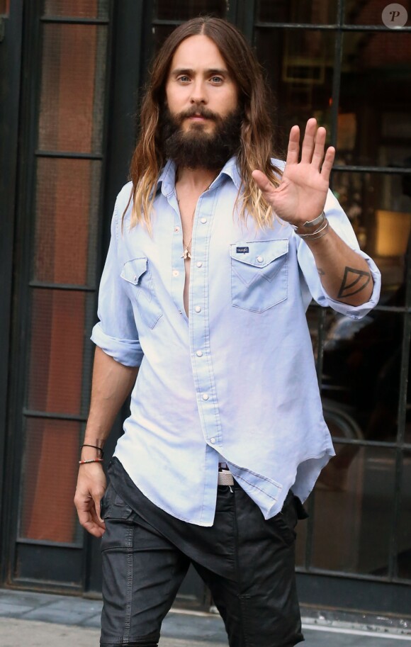 Jared Leto se promène dans les rues de New York. Le 14 août 2014.