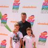 David Beckham, ses fils Romeo et Cruz Beckham - People au "Nickelodeon Kid's Choice Sports Awards" à Los Angeles. Le 17 juillet 2014