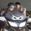 Le chanteur Justin Bieber s'amuse à conduire des Can-Am Spyder (motos à trois roues) avec un ami à Los Angeles, le 21 août 2014.