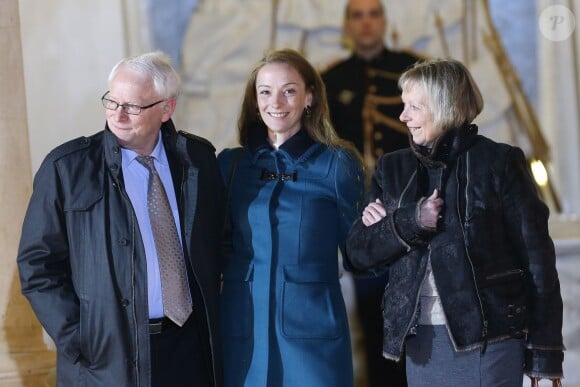 Florence Cassez avec ses parents Bernard et Charlotte Cassez au Palais de l'Elysée, le 25 janvier 2013.