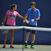 Andy Murray et Amelie Mauresmo à l'entraînement durant l'US Open à l'USTA Billie Jean King National Tennis Center de New York le 26 août 2014