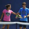 Andy Murray et Amelie Mauresmo à l'entraînement durant l'US Open à l'USTA Billie Jean King National Tennis Center de New York le 26 août 2014