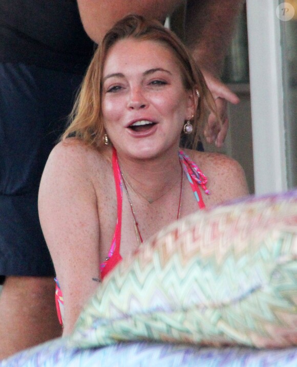 Lindsay Lohan pendant ses vacances à Mykonos en Grèce, le 7 août 2014.