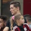 Fernando Torres avec son épouse Olalla et leurs enfants Leo et Nora à San Siro le 31 août 2014.
