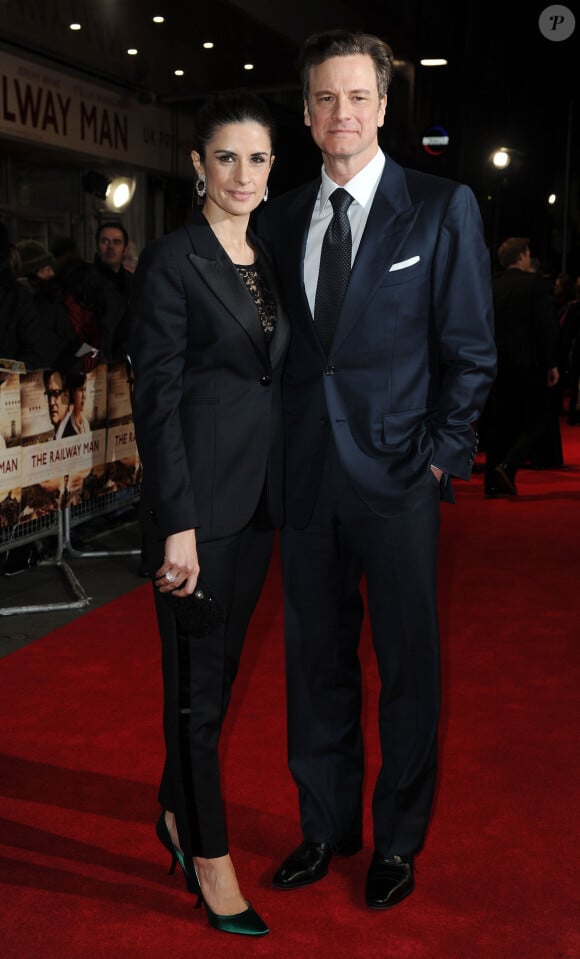 Colin Firth et sa femme Livia Giuggioli lors de la première du film 'The Railway Man' à Londres, le 4 décembre 2013 