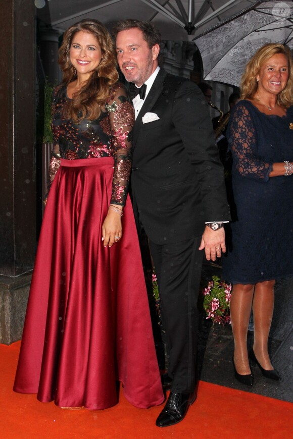 La princesse Madeleine de Suède et son mari Chris O'Neill lors du dîner du Polar Music Prize au Grand Hotel de Stockholm le 26 août 2014