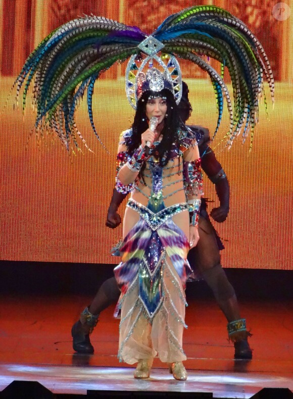 La chanteuse Cher en concert au MGM Grand Arena à Las Vegas, le 25 mai 2014, pour la tournée "Dressed to Kill tour".
