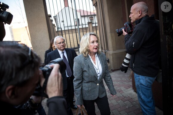 June Steenkamp, lors de son arrivée au tribunal de Pretoria à l'occasion du procès d'Oscar Pistorius, accusé d'avoir tué sa fille Reeva, le 1er juillet 2014