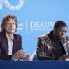 Mick Jagger et Chadwick Boseman - Conférence de presse du film "Get On Up" lors du 40ème festival du cinéma américain de Deauville, le 12 septembre 2014. 