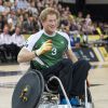 Le prince Harry a participé à une démonstration de rugby en fauteuil roulant lors des Invictus Games, le 12 septembre 2014 à la Copperbox Arena, à Londres.