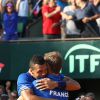 Richard Gasquet et Jo Wilfreid Tsonga lors de la demi-finale de la Coupe Davis entre la France et la République Tchèque le 13 septembre 2014 à Paris.