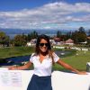 La belle Karine Ferri lors du Evian Championship : initiation au golf, le 14 septembre 2014