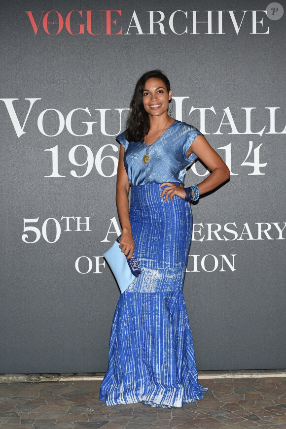 Rosario Dawson - Photocall de la soirée "Vogue 50 Archive" à Milan. Le 21 septembre 2014 