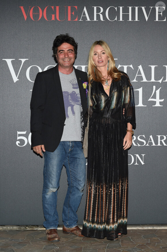 Kean Etro, Costanza Etro - Photocall de la soirée "Vogue 50 Archive" à Milan. Le 21 septembre 2014 