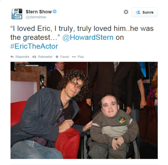 Howard Stern a rendu hommage à son ami Eric The Actor Lynch, mort le 20 septembre 2014