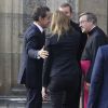 Nicolas Sarkozy et sa femme Carla Bruni Sarkozy - Cérémonie en l'honneur de l'ancien préfet Christian Frémont, qui fut le directeur de cabinet de Nicolas Sarkozy à l'Elysée, en l'église Saint-François-Xavier à Paris, le 24 septembre 2014.