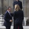 Nicolas Sarkozy et sa femme Carla Bruni-Sarkozy - Cérémonie en l'honneur de l'ancien préfet Christian Frémont, qui fut le directeur de cabinet de Nicolas Sarkozy à l'Elysée, en l'église Saint-François-Xavier à Paris, le 24 septembre 2014.