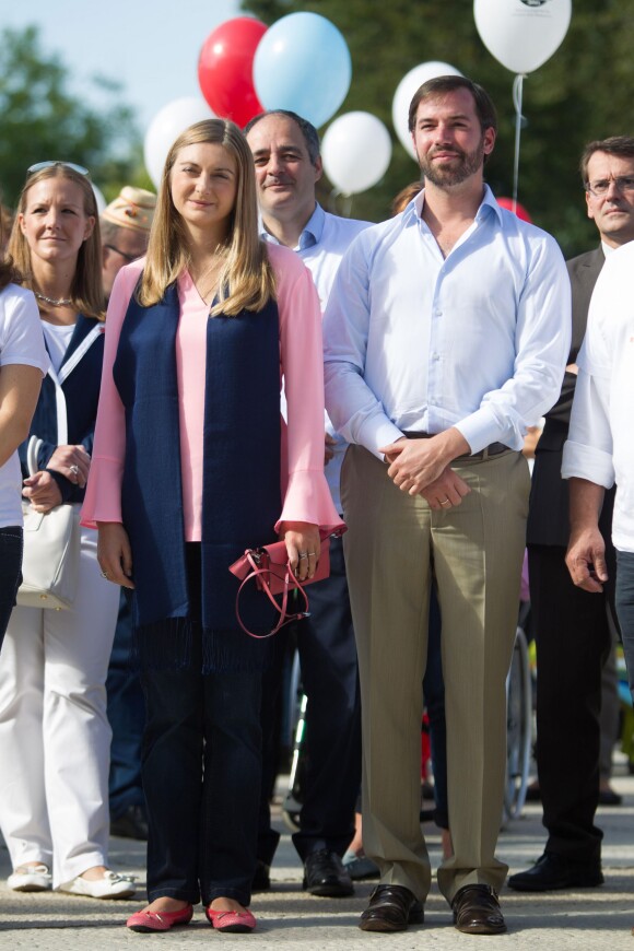 Le prince Guillaume et la princesse Stéphanie de Luxembourg lors de la 2e édition de l'European Unity Walk le 20 septembre 2014 à Luxembourg.