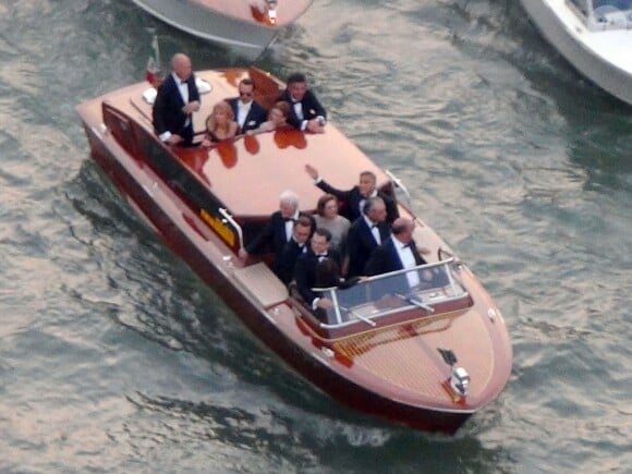 Exclusif - Vue aérienne des arrivées de George Clooney et ses invités qui se rendent à son mariage avec Amal Alamuddin. Mariage de George Clooney et Amal Alamuddin à l'Aman Canal Grande Venice à Venise, le 27 septembre 2014.