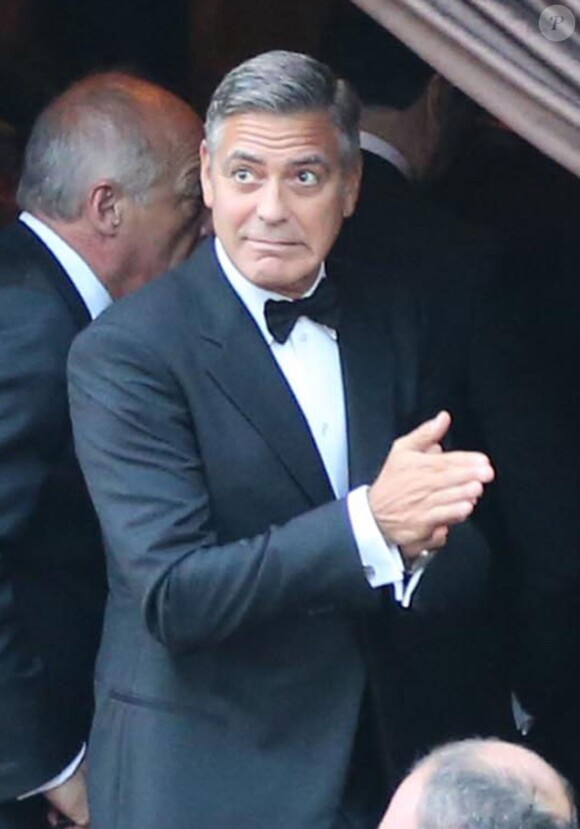 George Clooney, la pression monte, quelques minutes avant... Mariage de George Clooney et Amal Alamuddin à l'Aman Canal Grande Venice à Venise, le 27 septembre 2014.