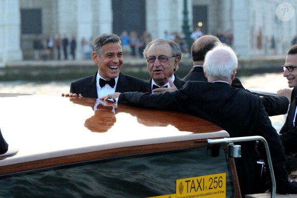George Clooney et son beau-père Ramzi Sabbagh Alamuddin. Mariage de George Clooney et Amal Alamuddin à l'Aman Canal Grande Venice à Venise, le 27 septembre 2014.