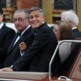 George Clooney et Ramzi Alamuddin (père d'Amal Alamuddin).  Mariage de George Clooney et Amal Alamuddin à l'Aman Canal Grande Venice à Venise, le 27 septembre 2014. 