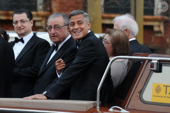 George Clooney et Ramzi Alamuddin (père d'Amal Alamuddin). Mariage de George Clooney et Amal Alamuddin à l'Aman Canal Grande Venice à Venise, le 27 septembre 2014.