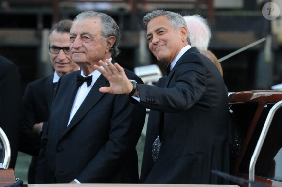 George Clooney et son beau-père Ramzi Alamuddin. Mariage de George Clooney et Amal Alamuddin à l'Aman Canal Grande Venice à Venise, le 27 septembre 2014.